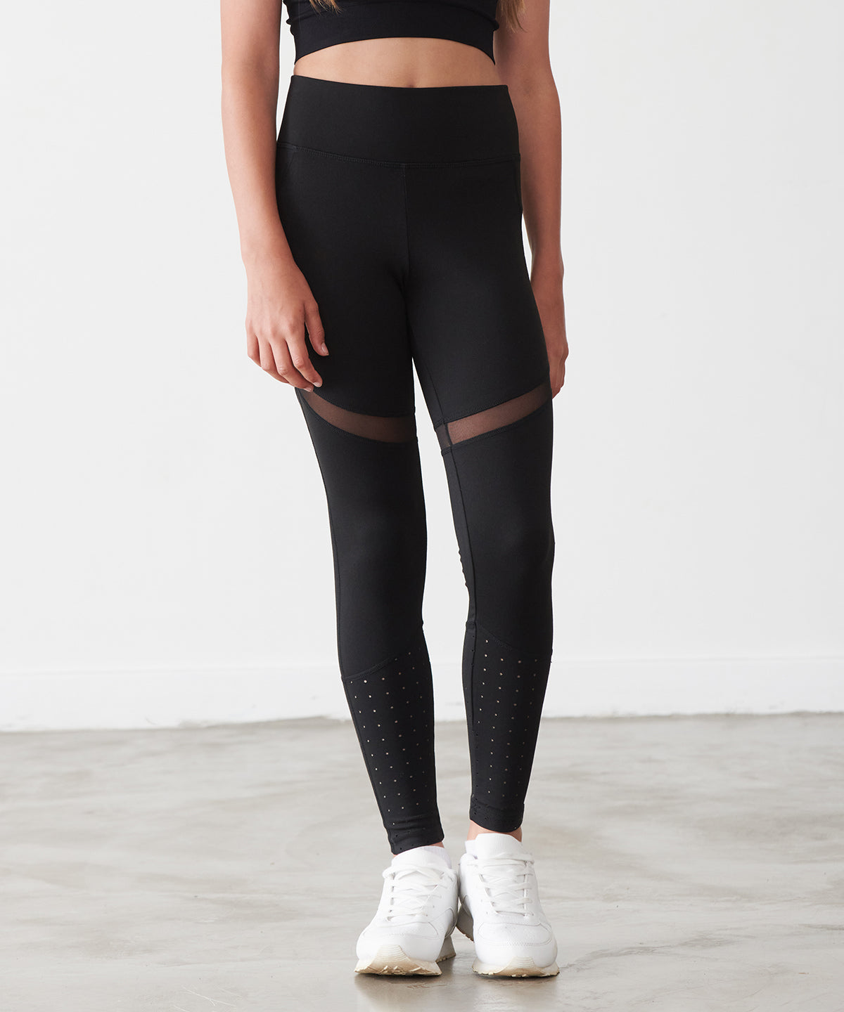Black - Kids panelled leggings - GarmentEmbroidery