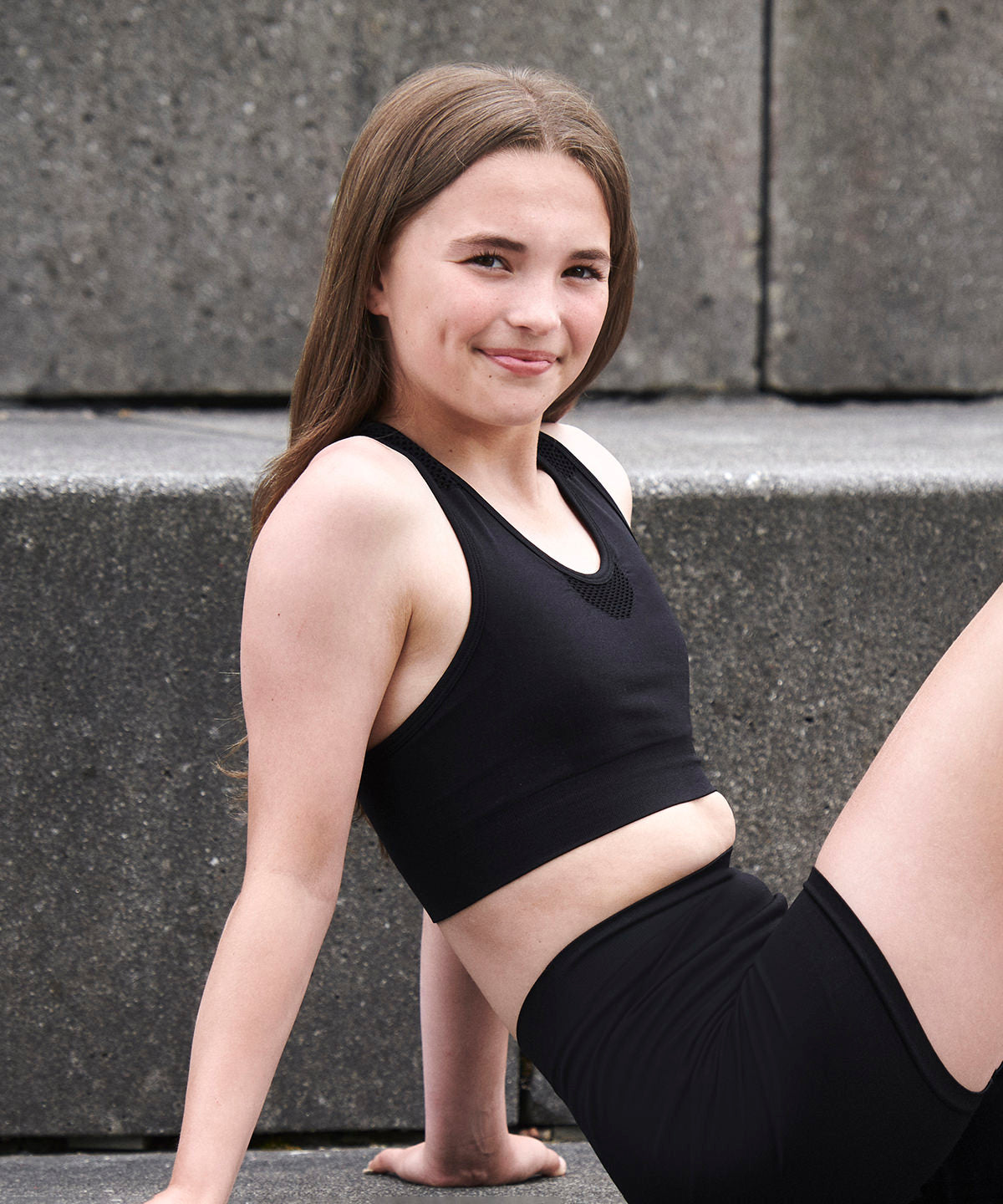 Grey Marl - Kids seamless crop top - GarmentEmbroidery