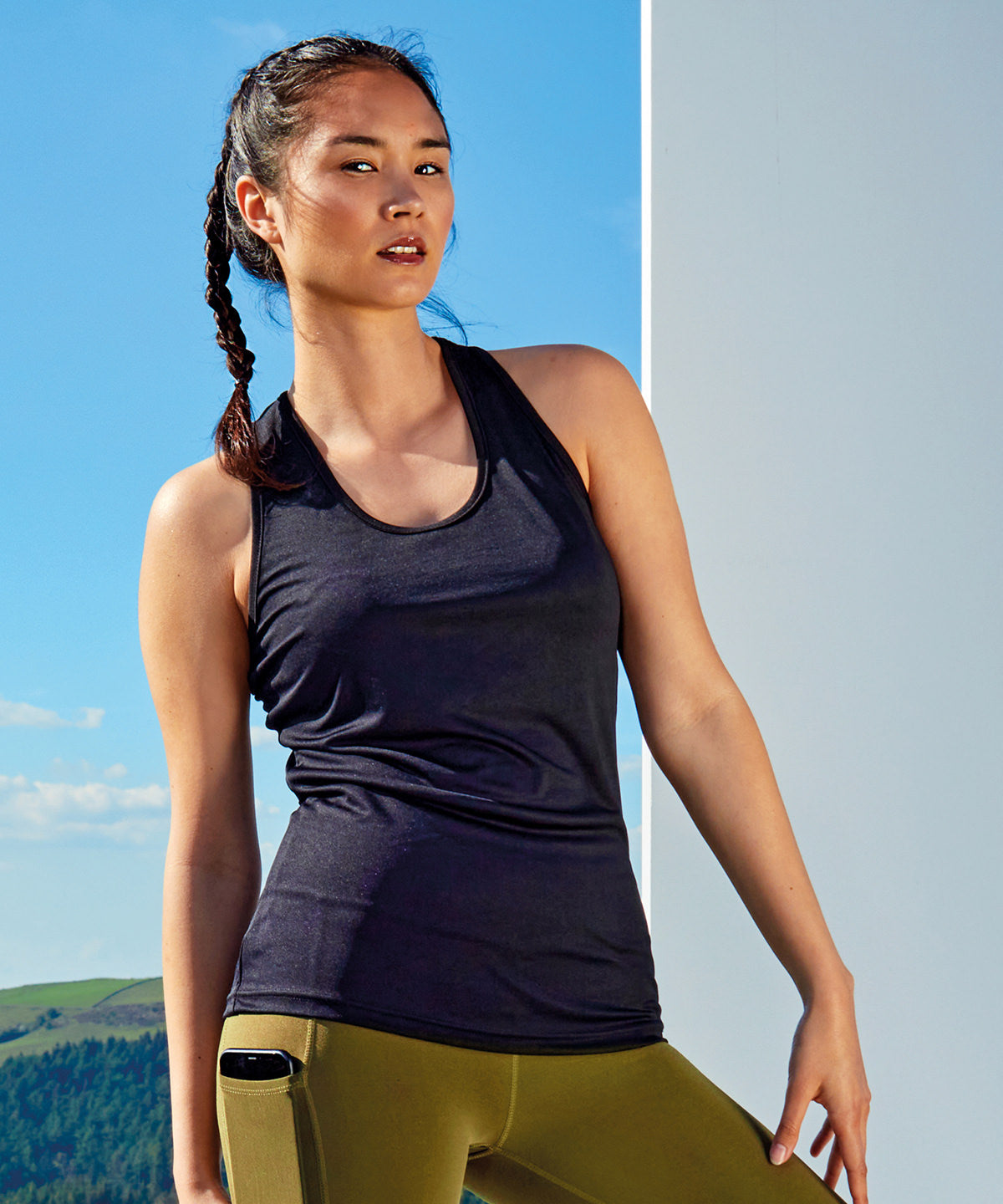 Silver Melange - Women's TriDri® yoga knot vest - GarmentEmbroidery