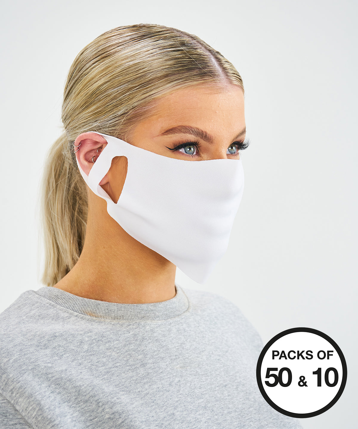 White - Face cover (Packs of 10 and 50) - GarmentEmbroidery
