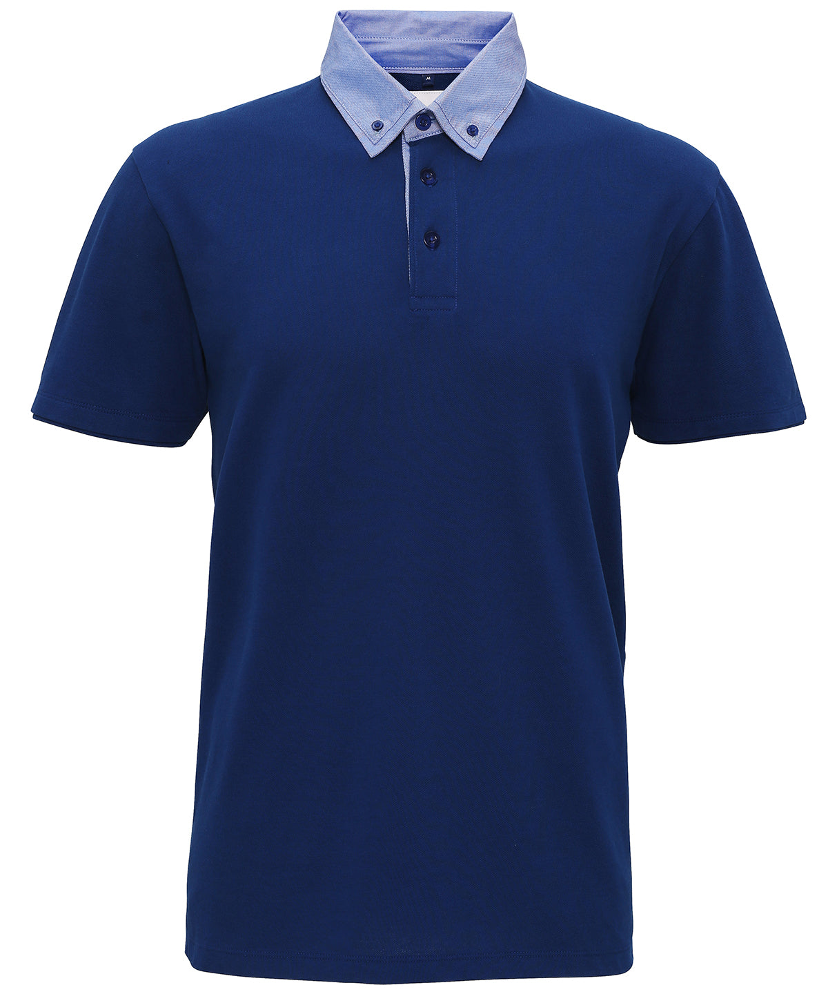 Indigo/Denim - Men's chambray button-down collar polo - GarmentEmbroidery