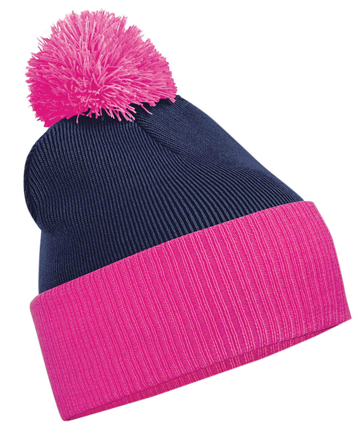 French Navy/Fuchsia - Snowstar® two-tone beanie - GarmentEmbroidery