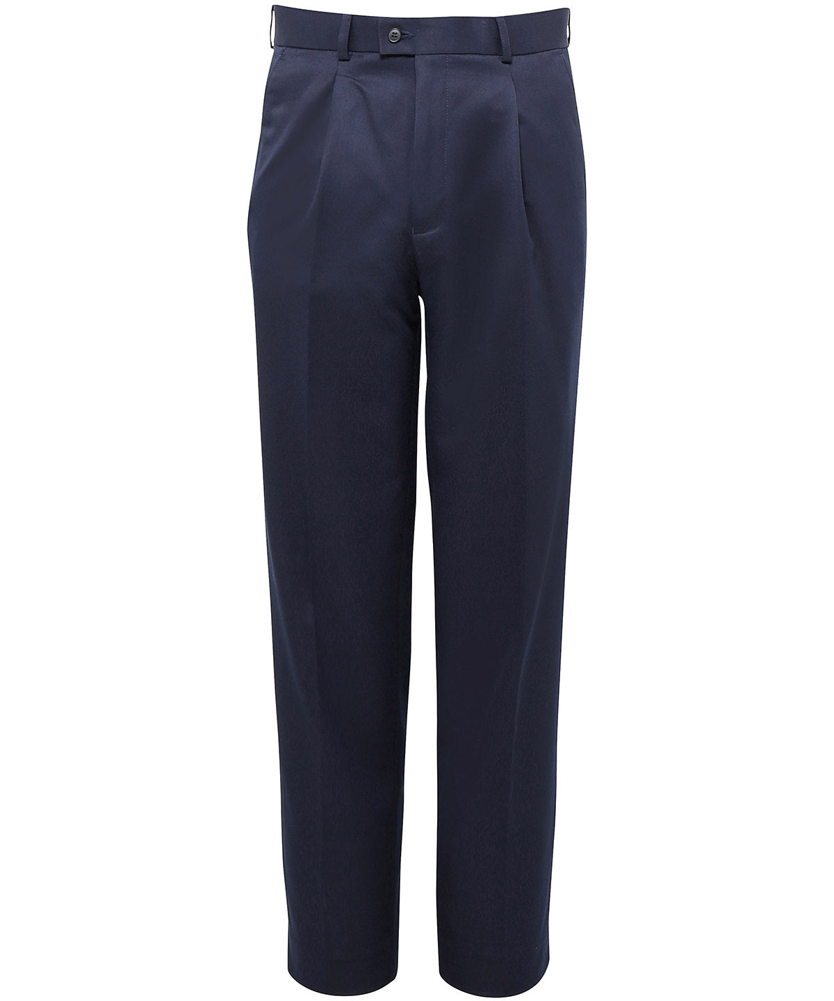 Navy - Delta single pleat trousers - GarmentEmbroidery