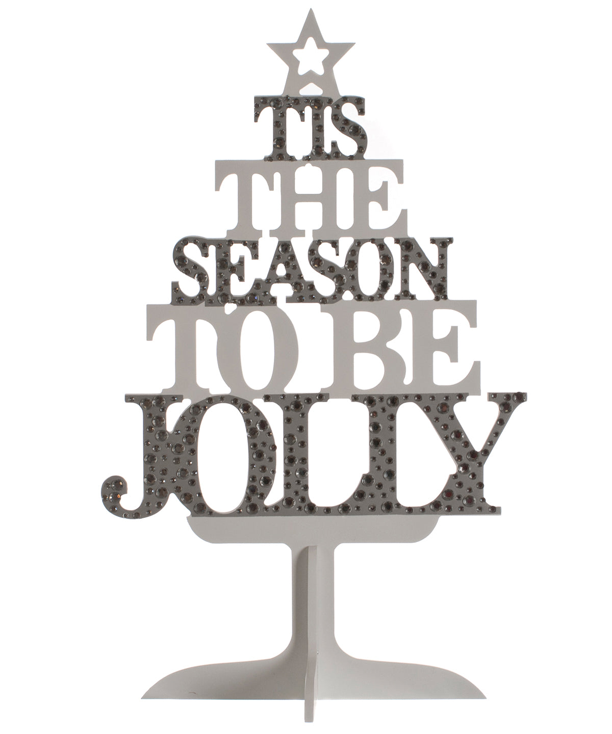 Silver/White - Wooden text tree - GarmentEmbroidery