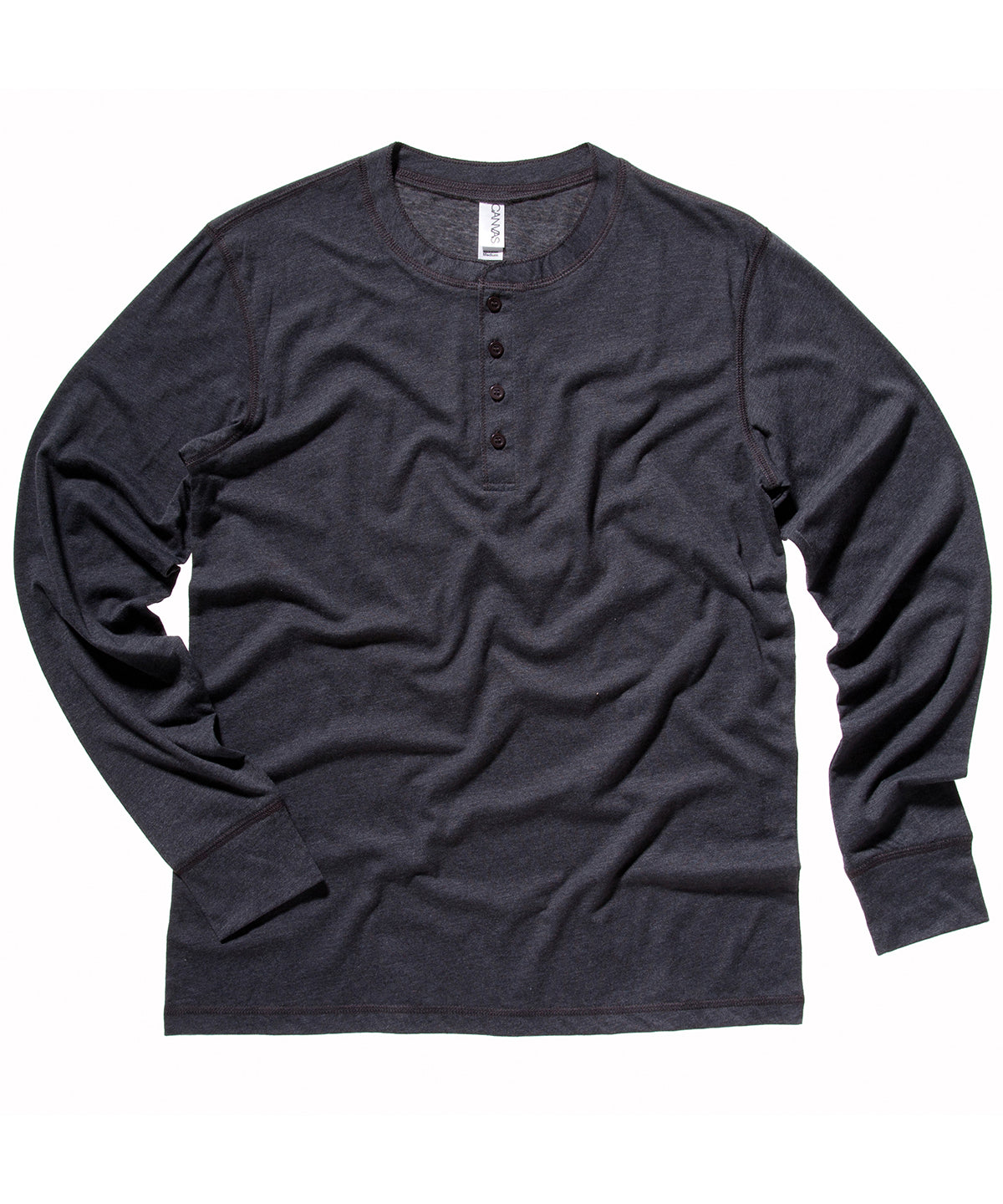 Dark Grey Heather - Unisex Jersey long sleeve Henley - GarmentEmbroidery