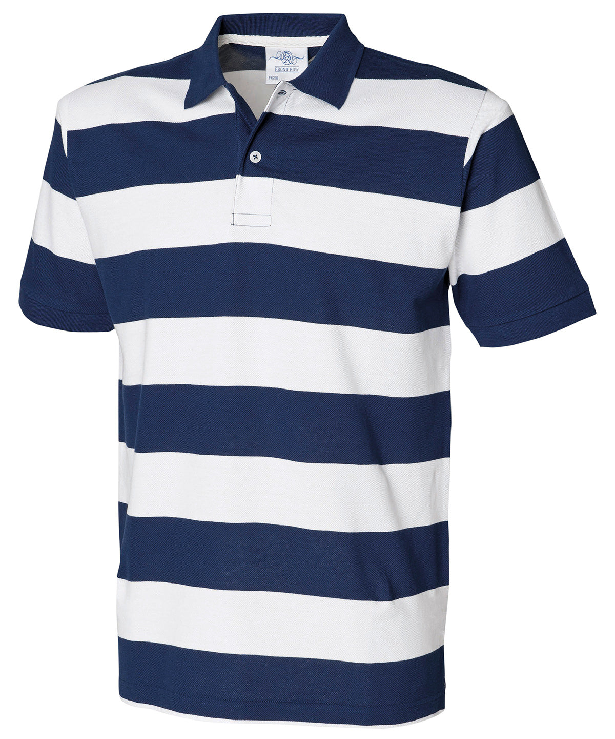 Heather Grey/Navy - Striped piqué polo shirt - GarmentEmbroidery