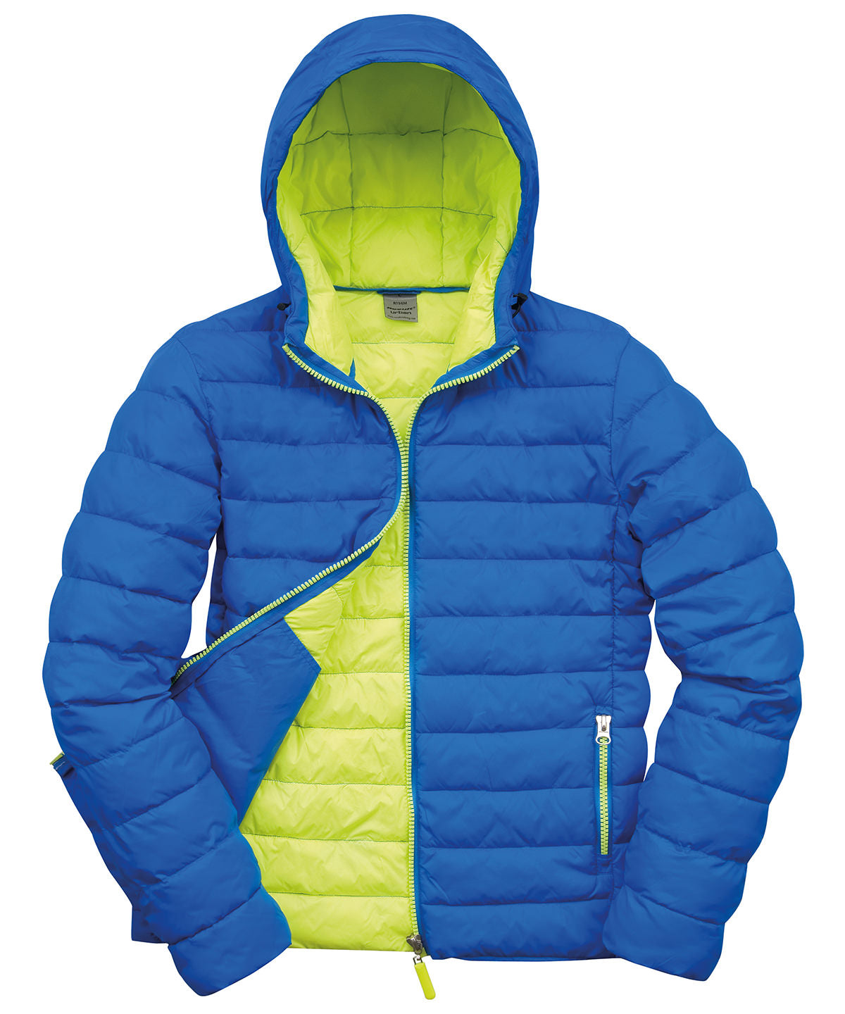 Ocean Blue/Lime - Urban snow bird hooded jacket - GarmentEmbroidery