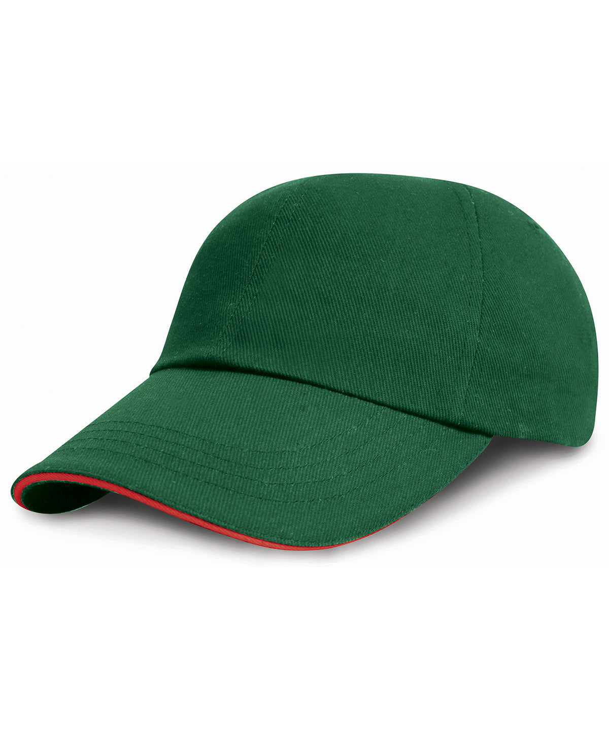 Forest/Red - Low-profile heavy brushed cotton cap with sandwich peak - GarmentEmbroidery