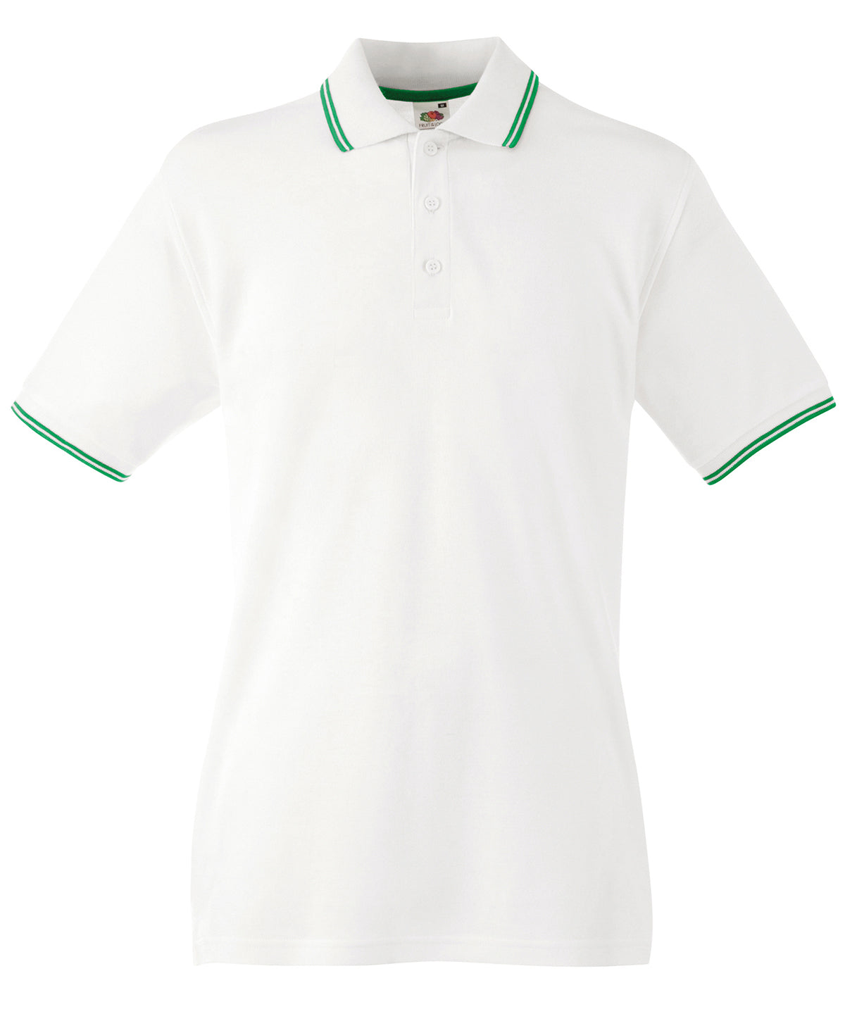 White/Kelly Green - Tipped polo - GarmentEmbroidery