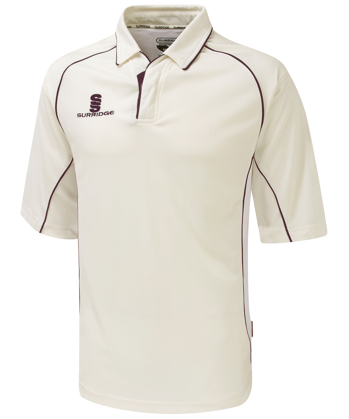 White/Maroon trim - Premier shirt ¾ sleeve - GarmentEmbroidery