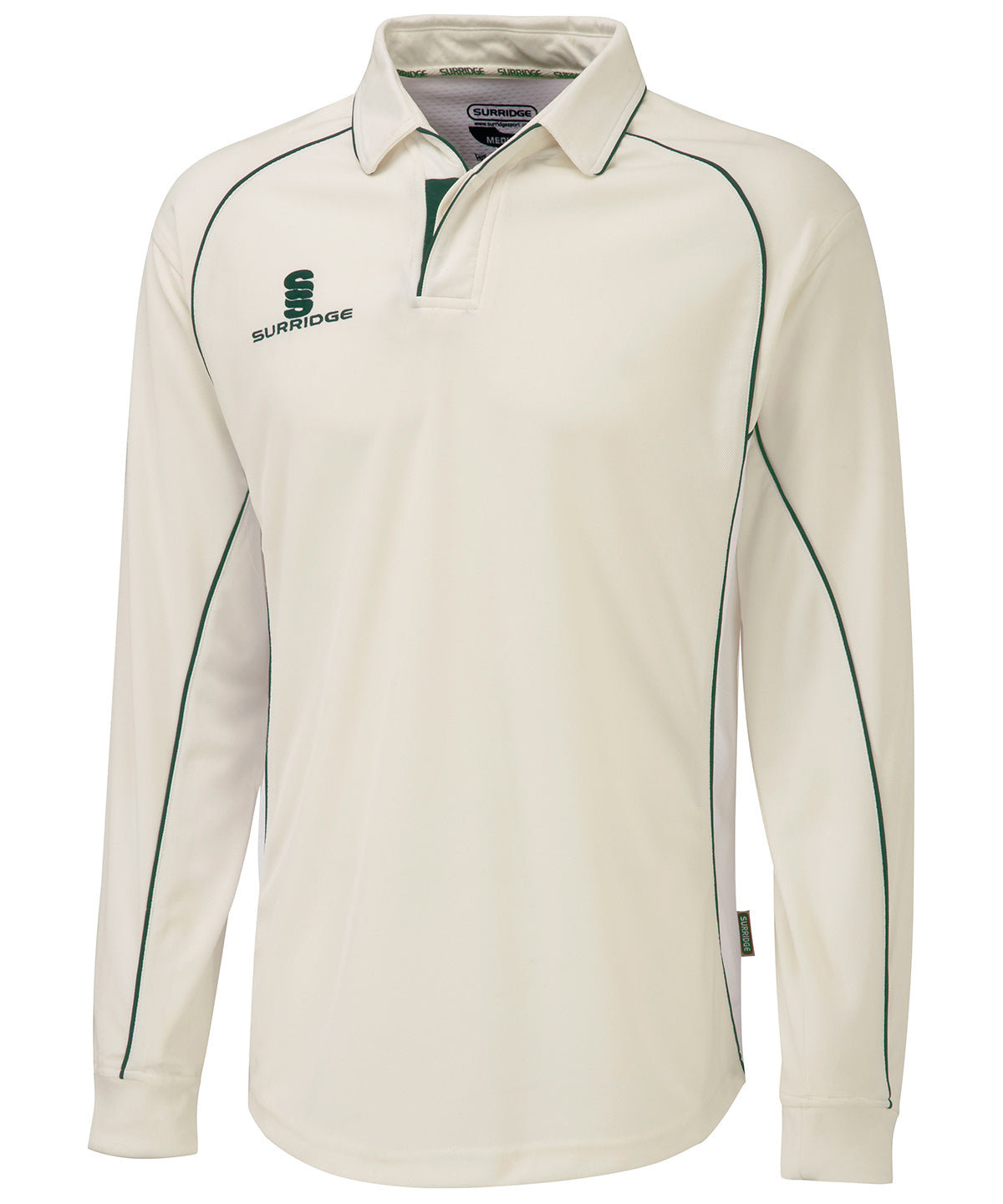 White/Green trim - Premier shirt long sleeve - GarmentEmbroidery