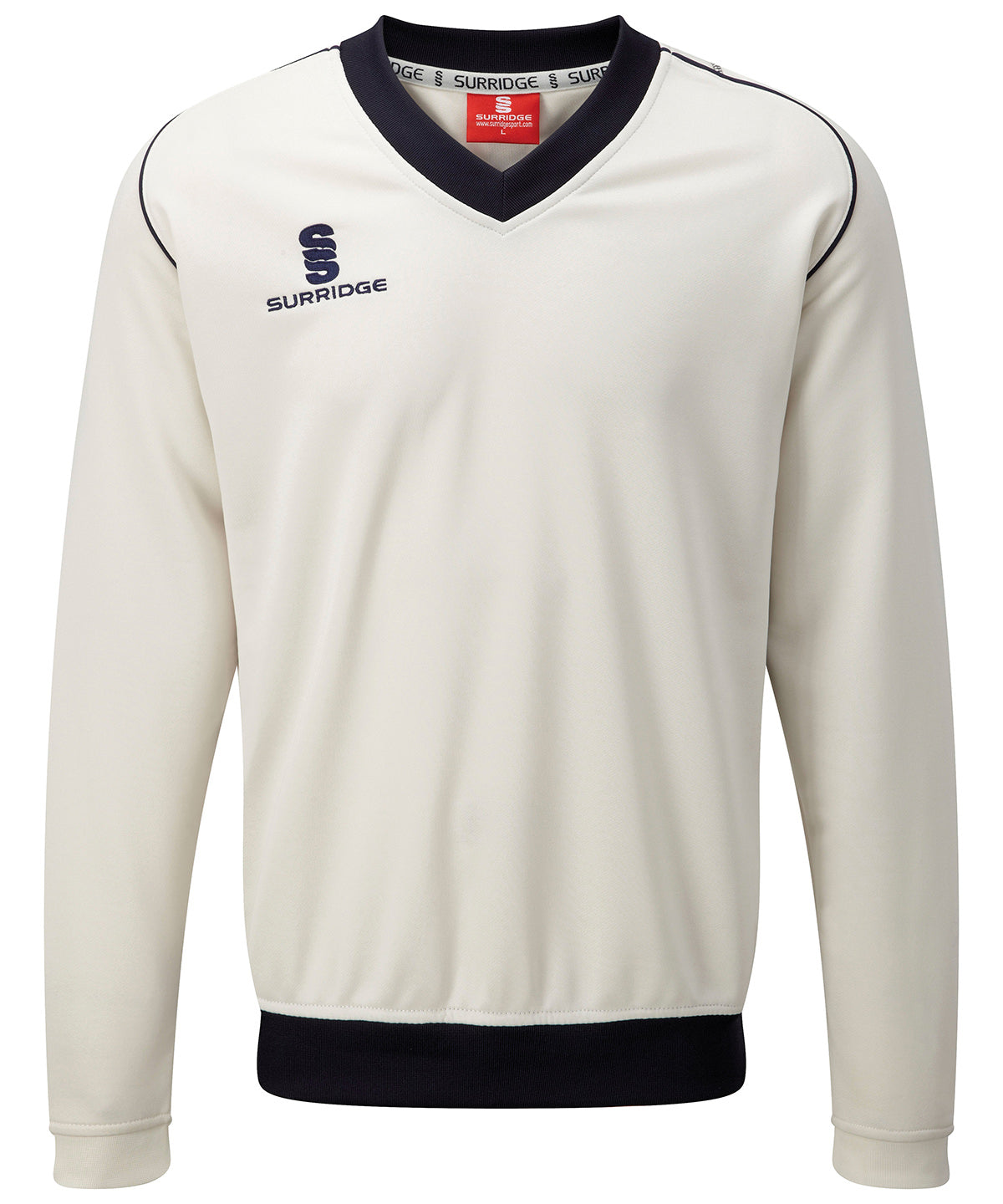 White/Navy trim - Fleece-lined sweater - junior - GarmentEmbroidery
