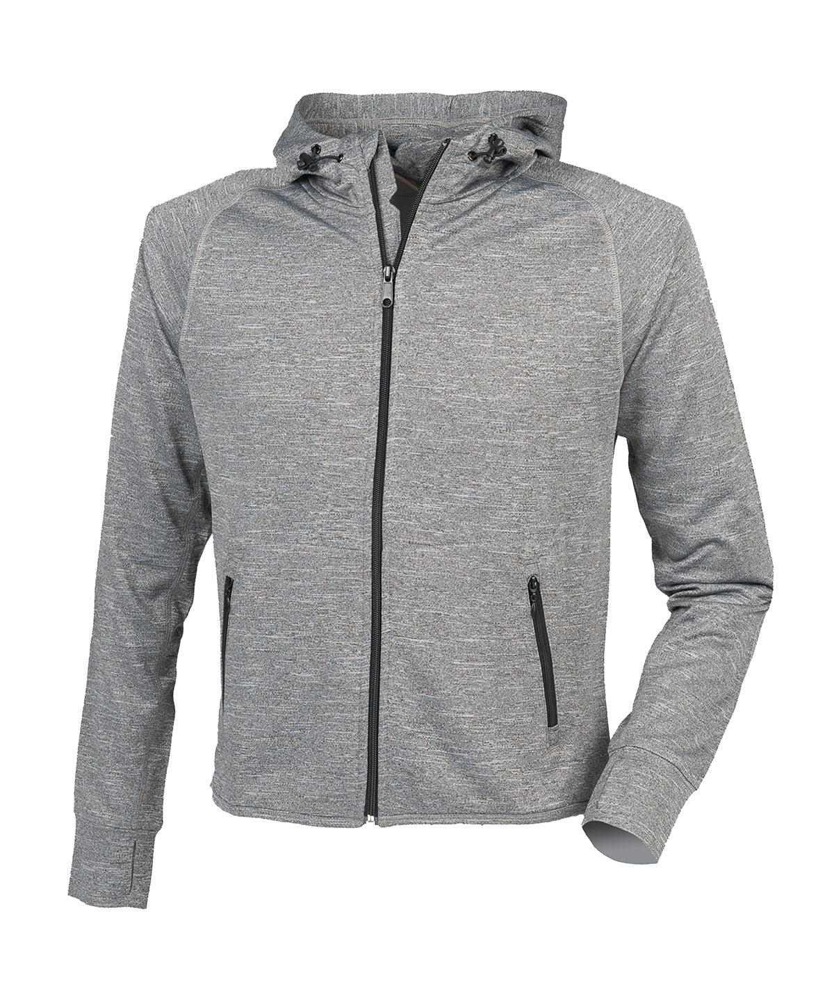 Grey Marl - Hoodie with reflective tape - GarmentEmbroidery
