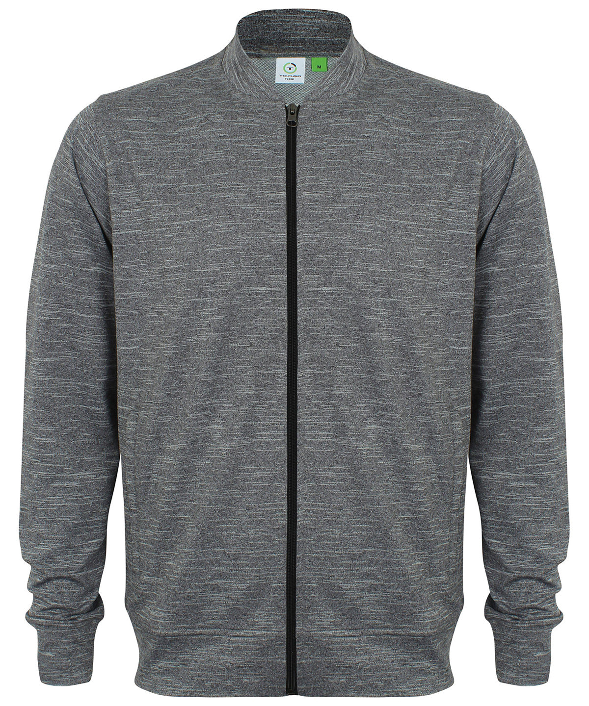 Grey Marl - Track top with baseball rib collar - GarmentEmbroidery