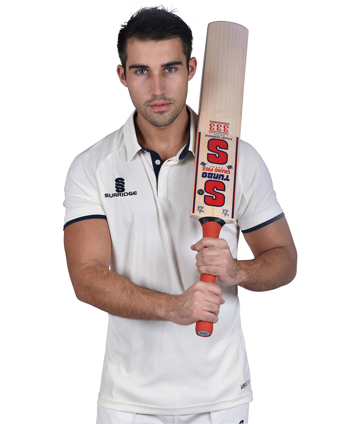 White/Navy Trim - Ergo short sleeve shirt - GarmentEmbroidery