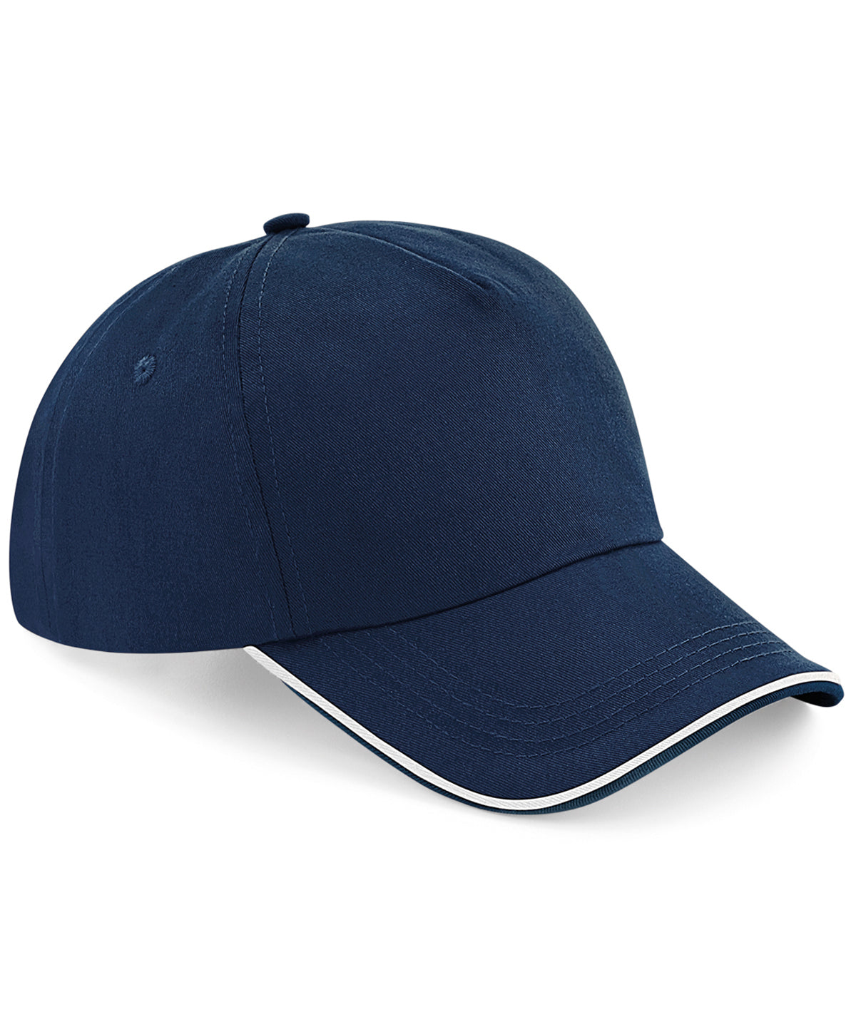 French Navy/White - Authentic 5-panel cap - piped peak - GarmentEmbroidery