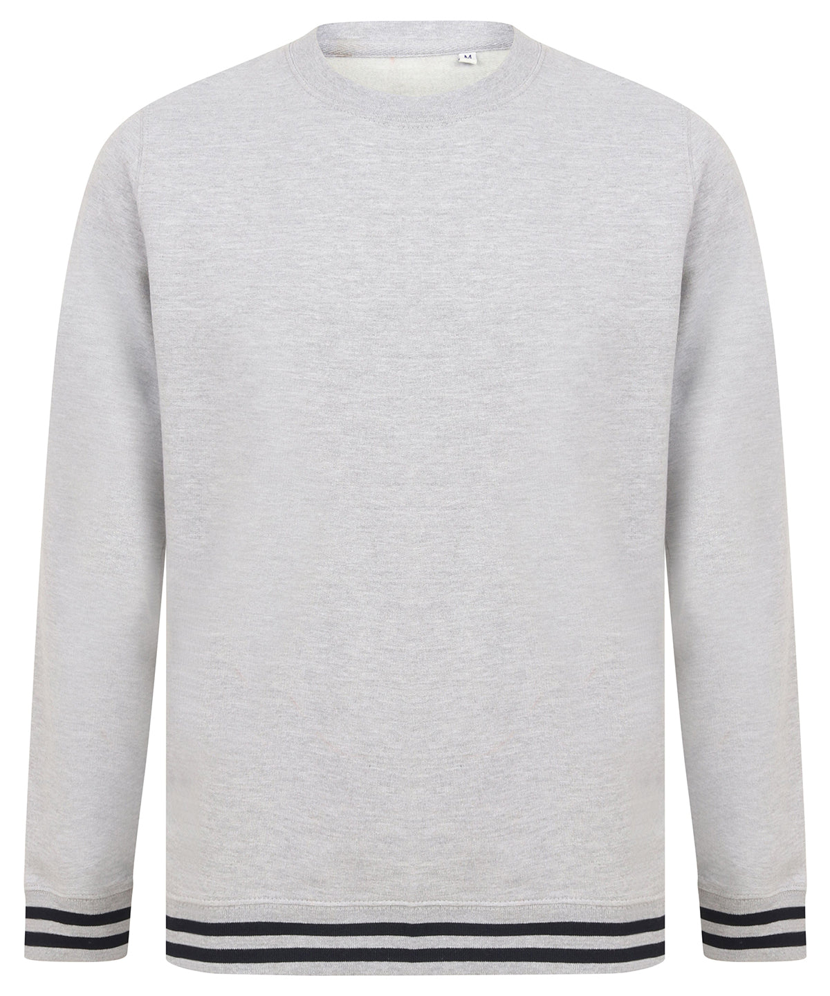 Heather Grey/Navy - Sweatshirt with striped cuffs - GarmentEmbroidery