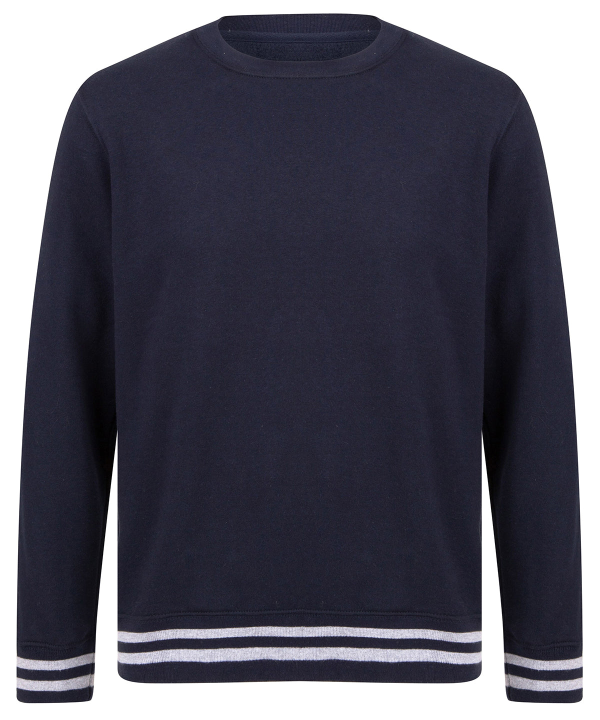 Navy/Heather Grey - Sweatshirt with striped cuffs - GarmentEmbroidery
