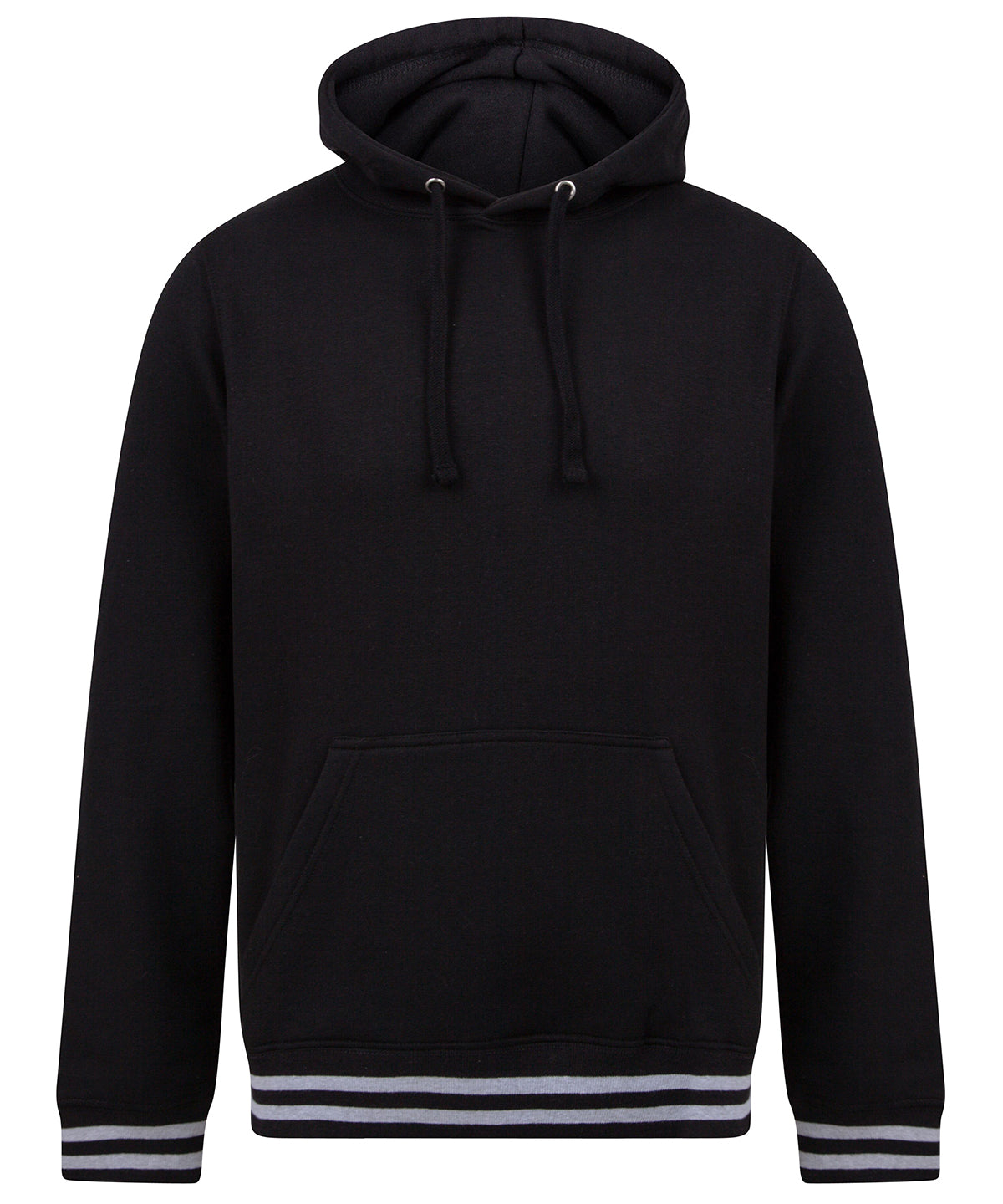 Black/Heather Grey - Hoodie with striped cuffs - GarmentEmbroidery