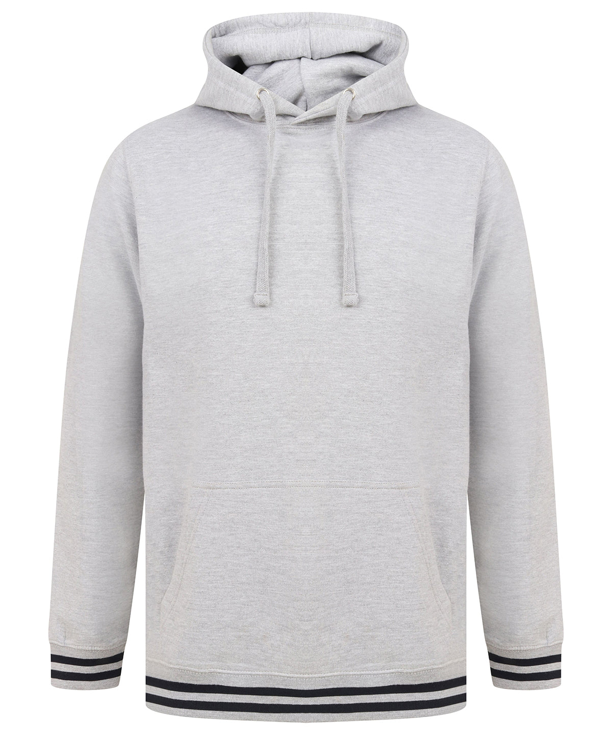 Heather Grey/Navy - Hoodie with striped cuffs - GarmentEmbroidery