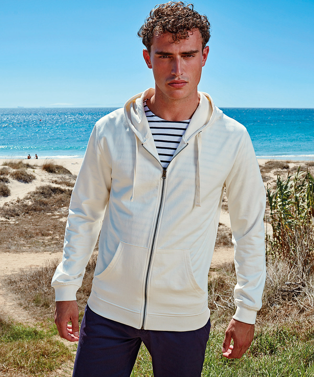 Paprika - Men's coastal vintage wash loop back zip through hoodie - GarmentEmbroidery