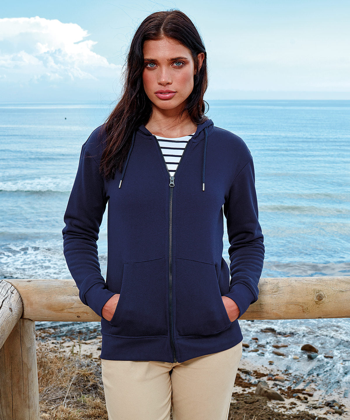 Soft Pink - Women's zip-through organic hoodie - GarmentEmbroidery