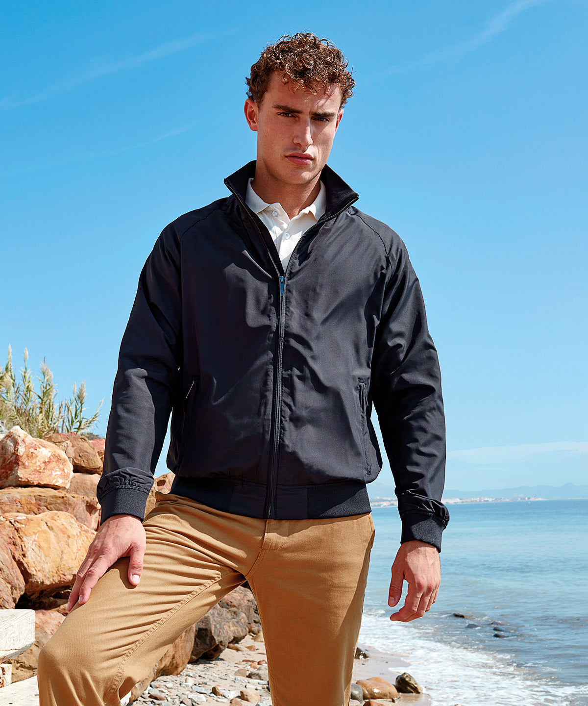 Navy - Men's Harrington jacket - GarmentEmbroidery
