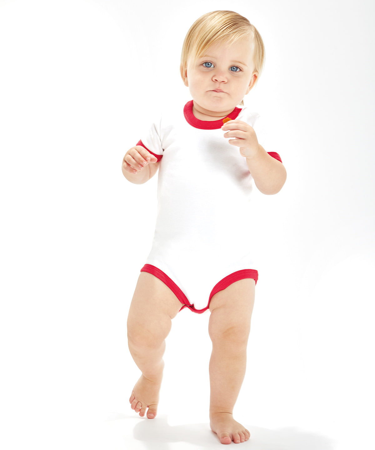 Organic White/Bubblegum Pink - Ringer bodysuit - GarmentEmbroidery