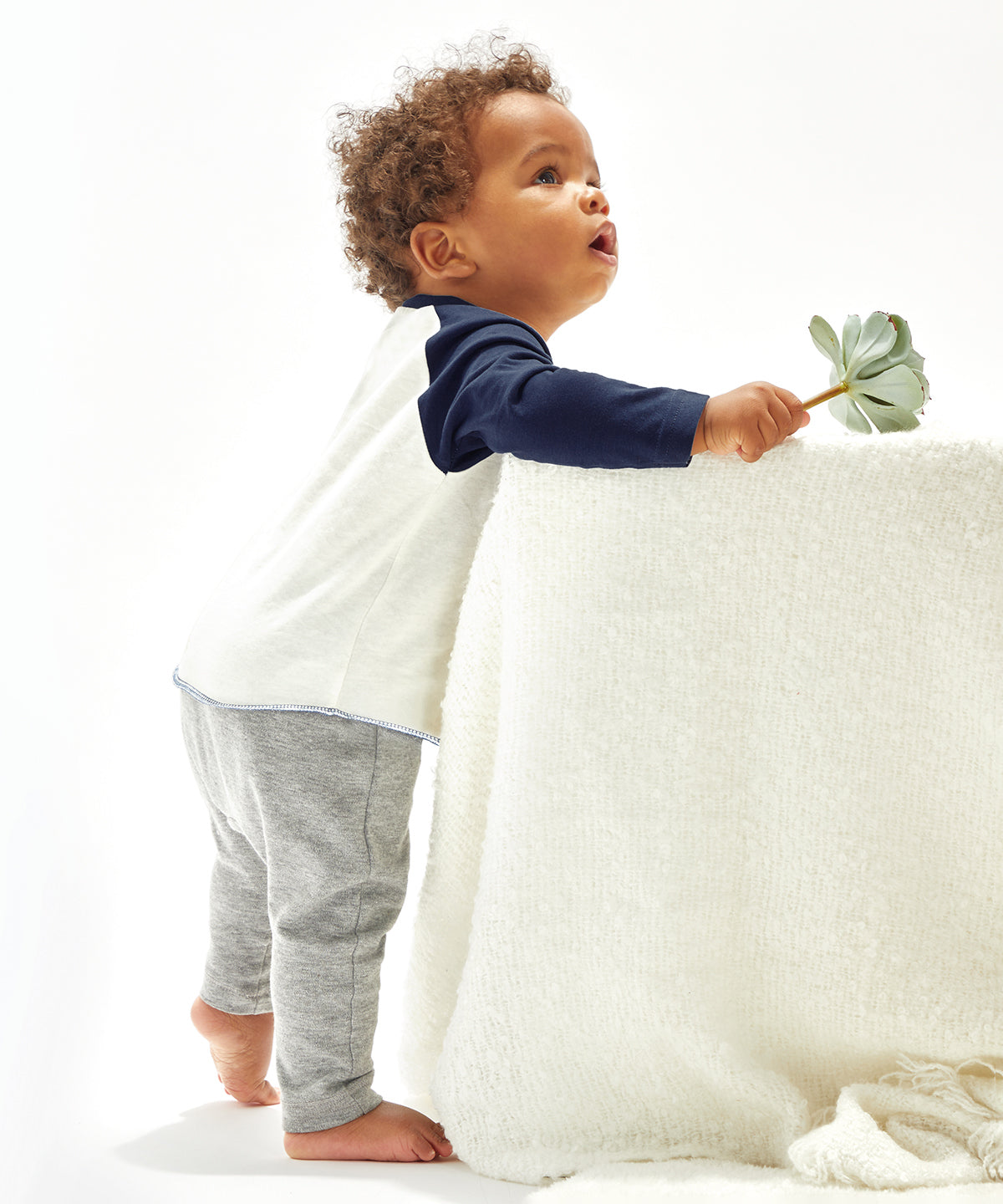 Organic Washed White/Warm Red - Baby baseball T - GarmentEmbroidery