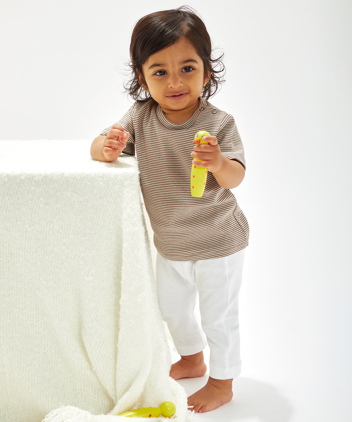 Organic Natural/Mocha - Baby stripy T - GarmentEmbroidery