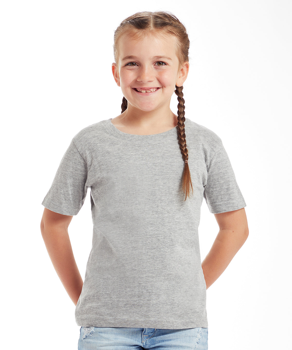 Heather Grey Melange/Red - Kids supersoft T - GarmentEmbroidery