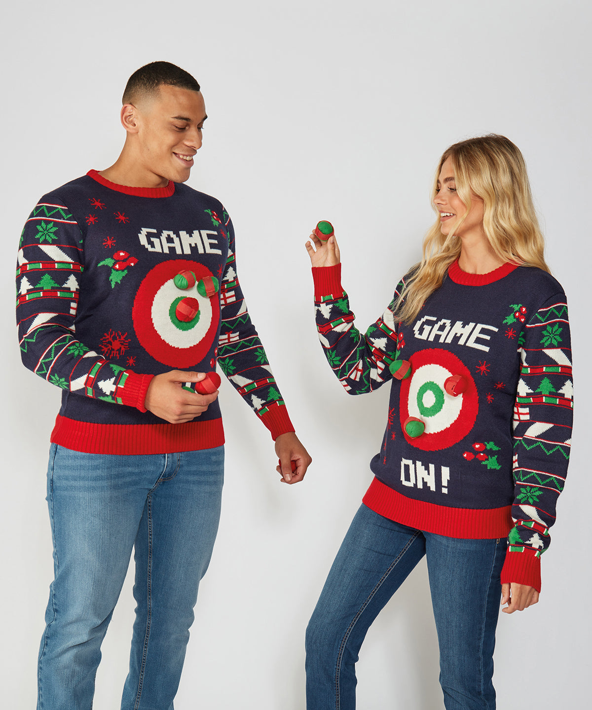 Navy - Adults 3D ball with hook and loop fastening jumper - GarmentEmbroidery