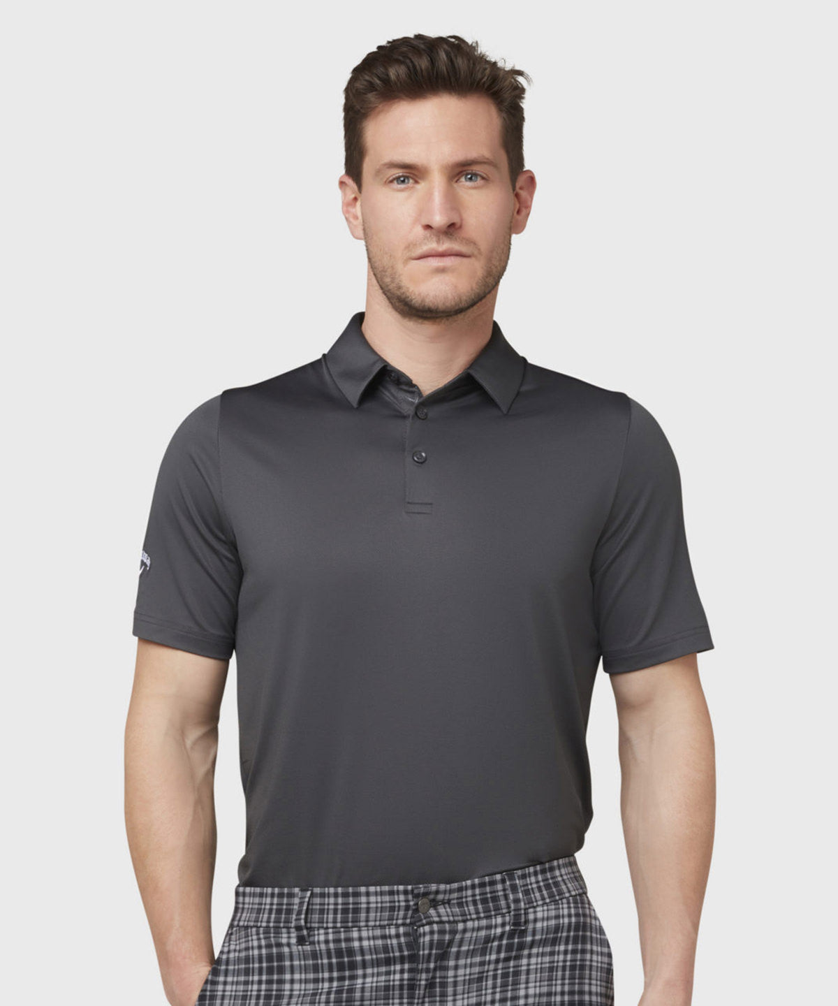 Sky (Spring Break) - Swing Tech™ solid polo - GarmentEmbroidery