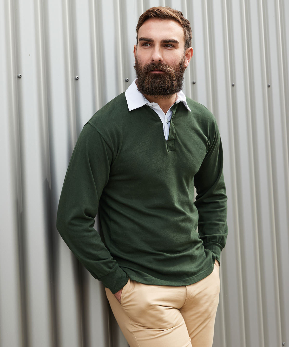 Burgundy - Long sleeve original rugby shirt - GarmentEmbroidery