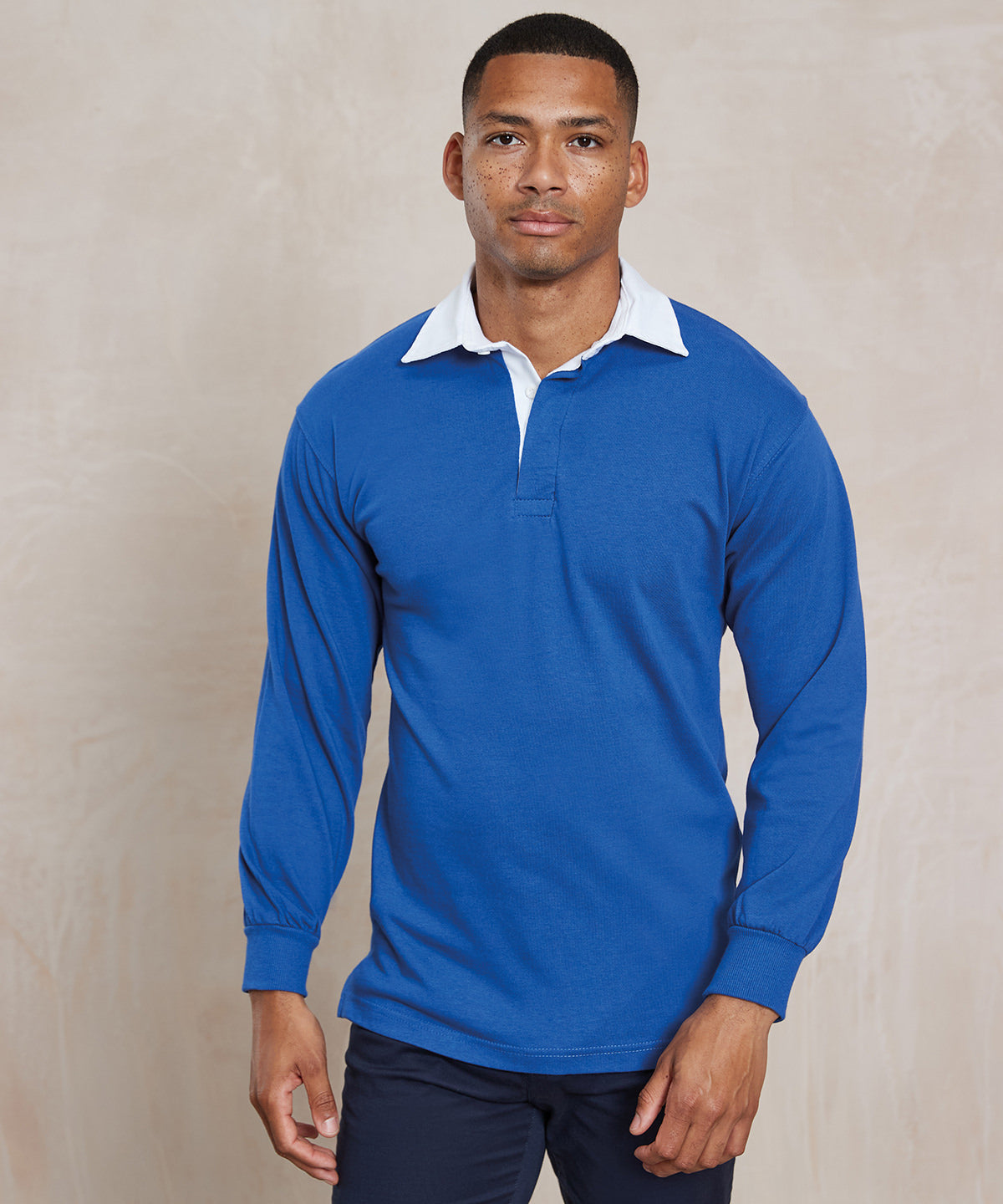 Red/White* - Long sleeve plain rugby shirt - GarmentEmbroidery