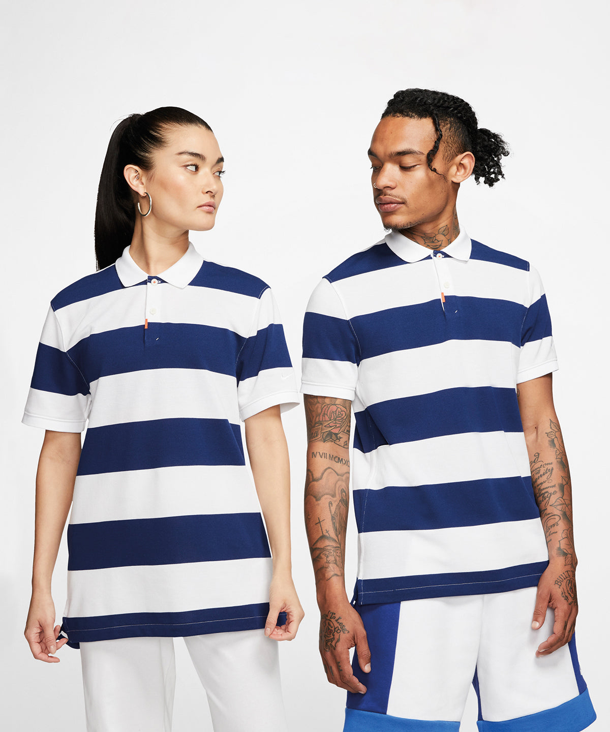 Sky Grey/White/White - The Nike polo golf stripe slim - GarmentEmbroidery
