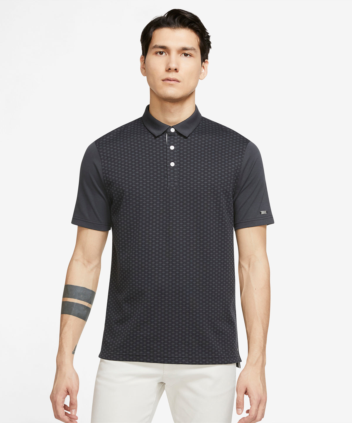Dark Smoke Grey/Brushed Silver - Nike Player argyle print polo - GarmentEmbroidery