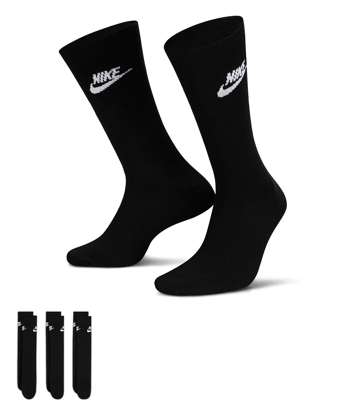 White/Black - Nike everyday essential crew socks (3 pairs) - GarmentEmbroidery