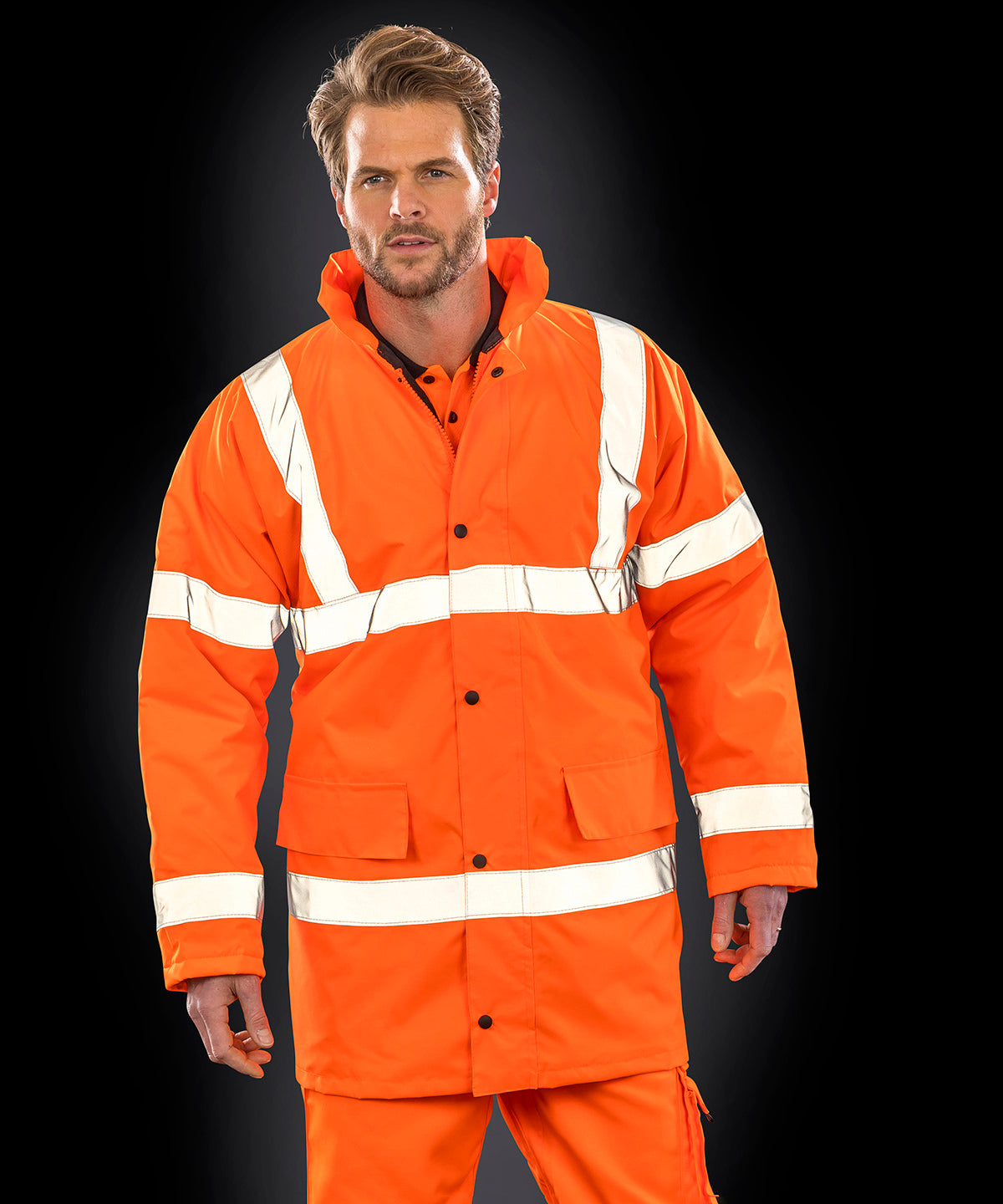 Orange - Core safety high-viz coat - GarmentEmbroidery