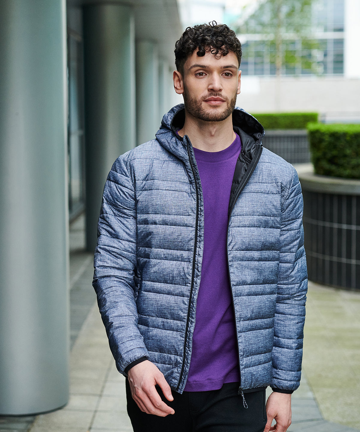 Navy (French Blue) - Hooded firedown packaway baffle jacket - GarmentEmbroidery