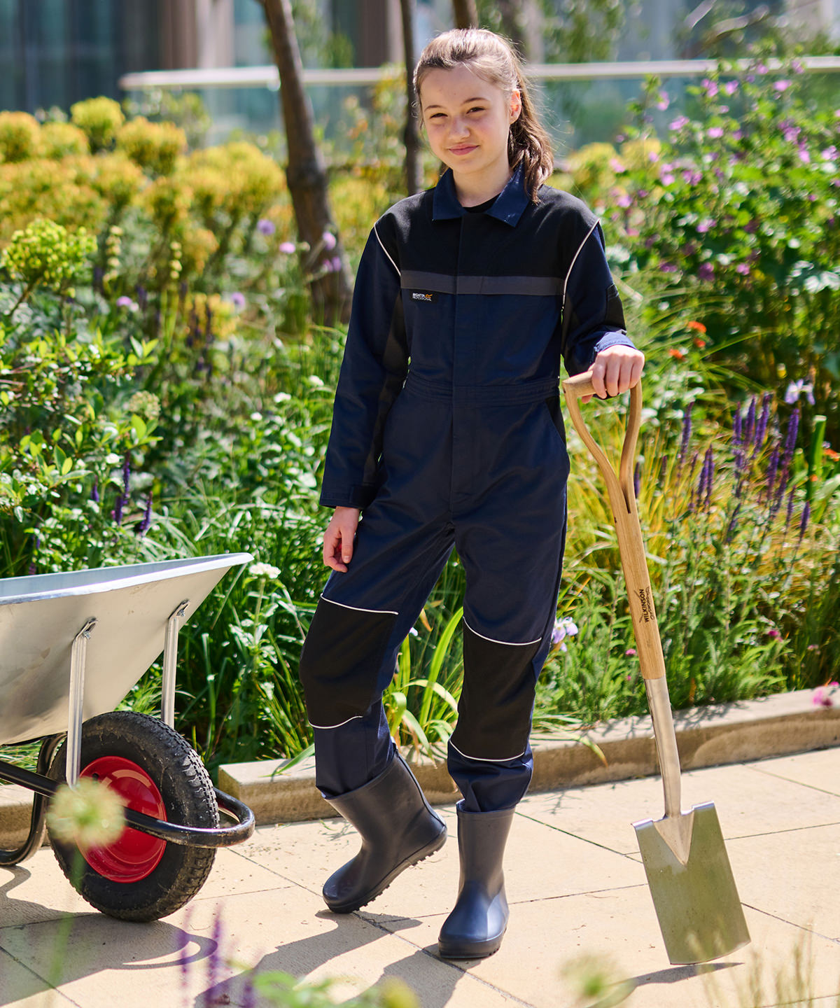 Navy/Black - Kids seedling coverall - GarmentEmbroidery