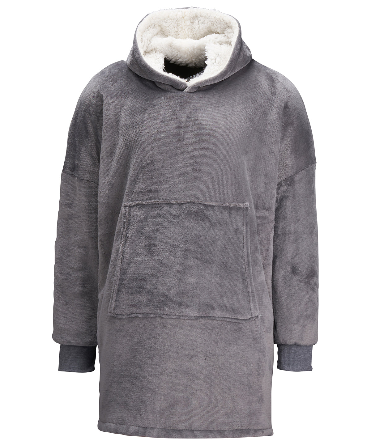 Grey - The Ribbon oversized cosy reversible sherpa hoodie - GarmentEmbroidery