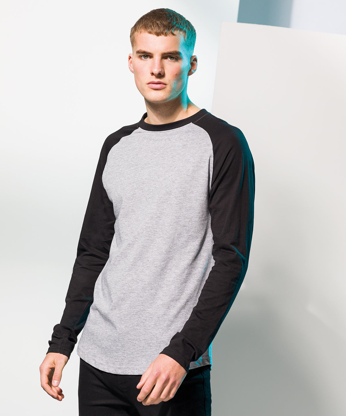 Heather Grey/Royal - Long sleeve baseball t-shirt - GarmentEmbroidery