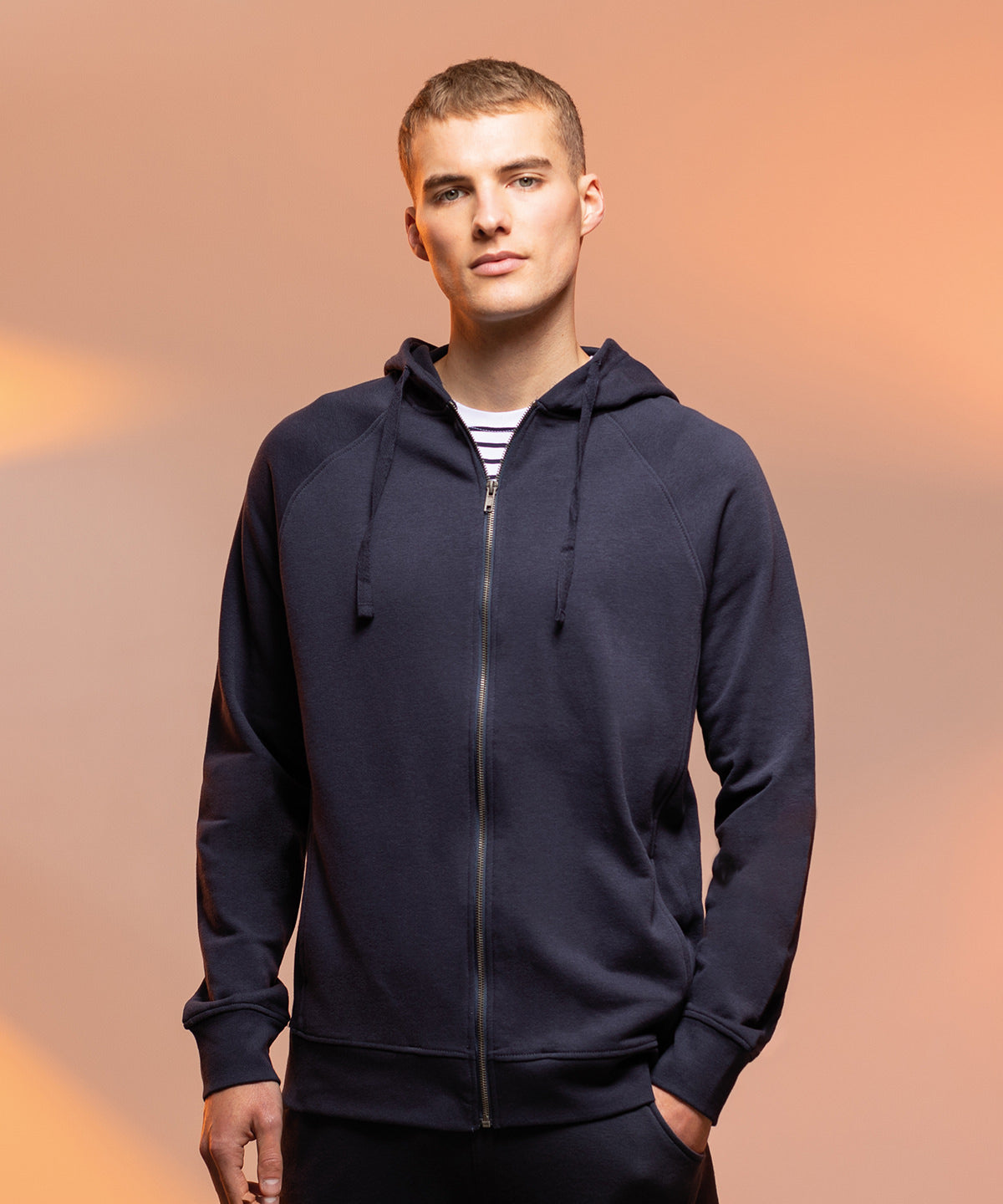 Navy - Unisex slim-fit zip-through hoodie - GarmentEmbroidery