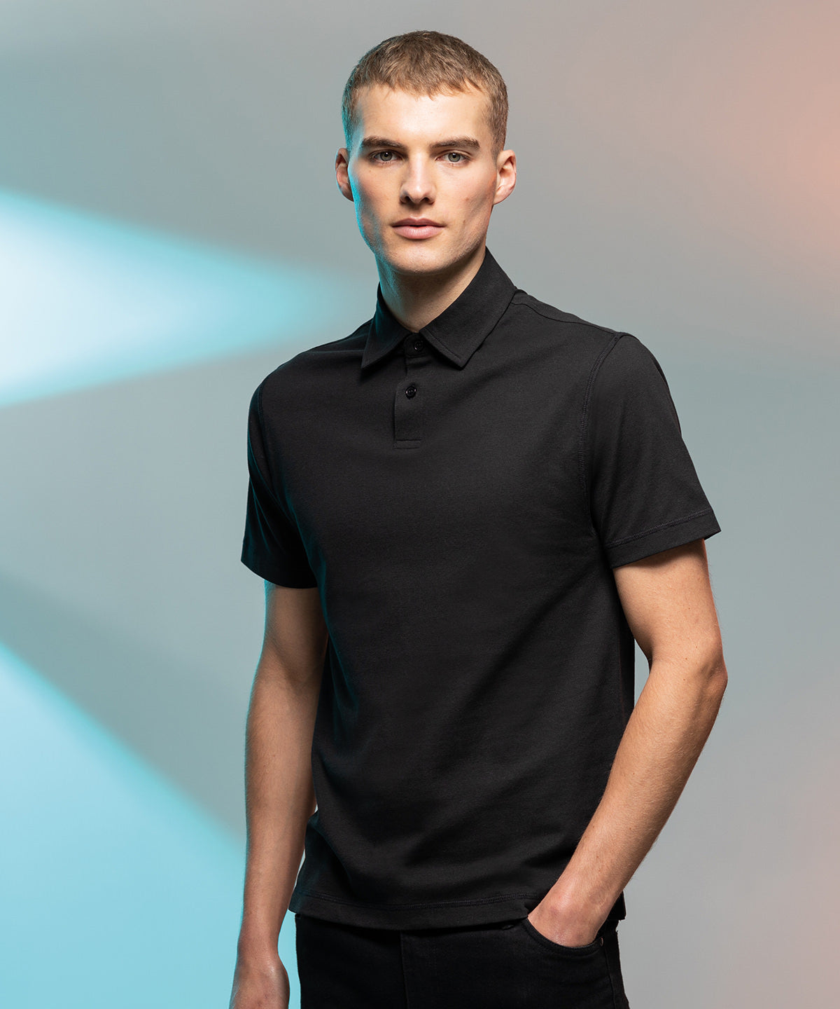 Navy - Short sleeve stretch polo - GarmentEmbroidery