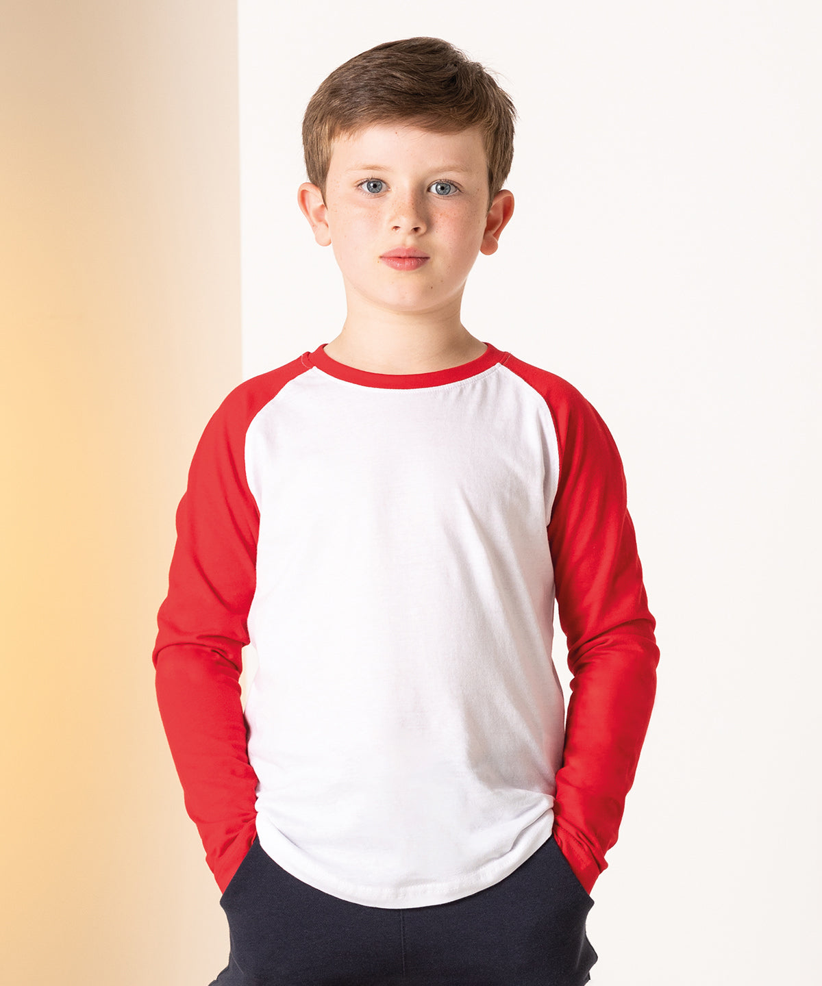 White/Heather Grey - Kids long sleeve baseball T - GarmentEmbroidery
