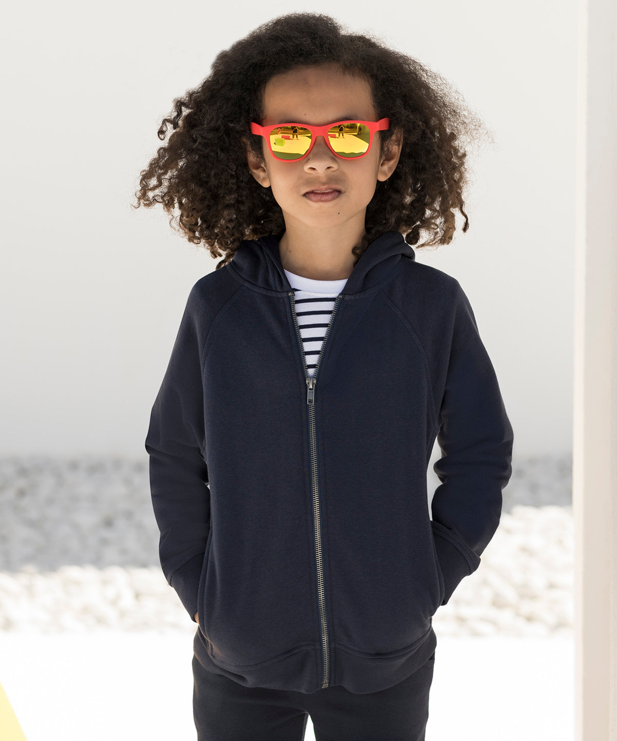 Navy - Kids zip-through hoodie - GarmentEmbroidery