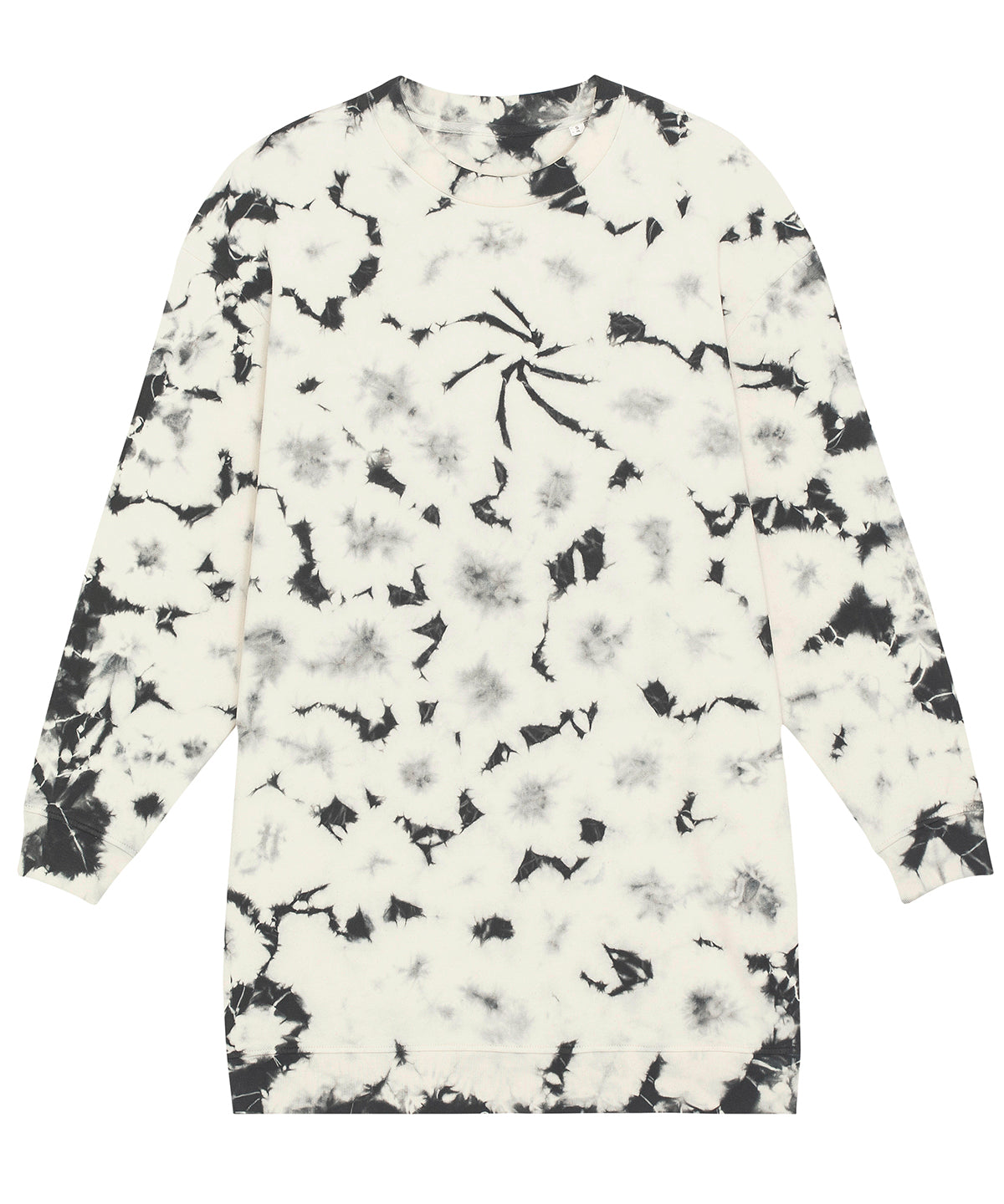 Tie&Dye Natural Raw/Black - Stella Kicker tie and dye women's crew neck oversized dress (STDW163) - GarmentEmbroidery