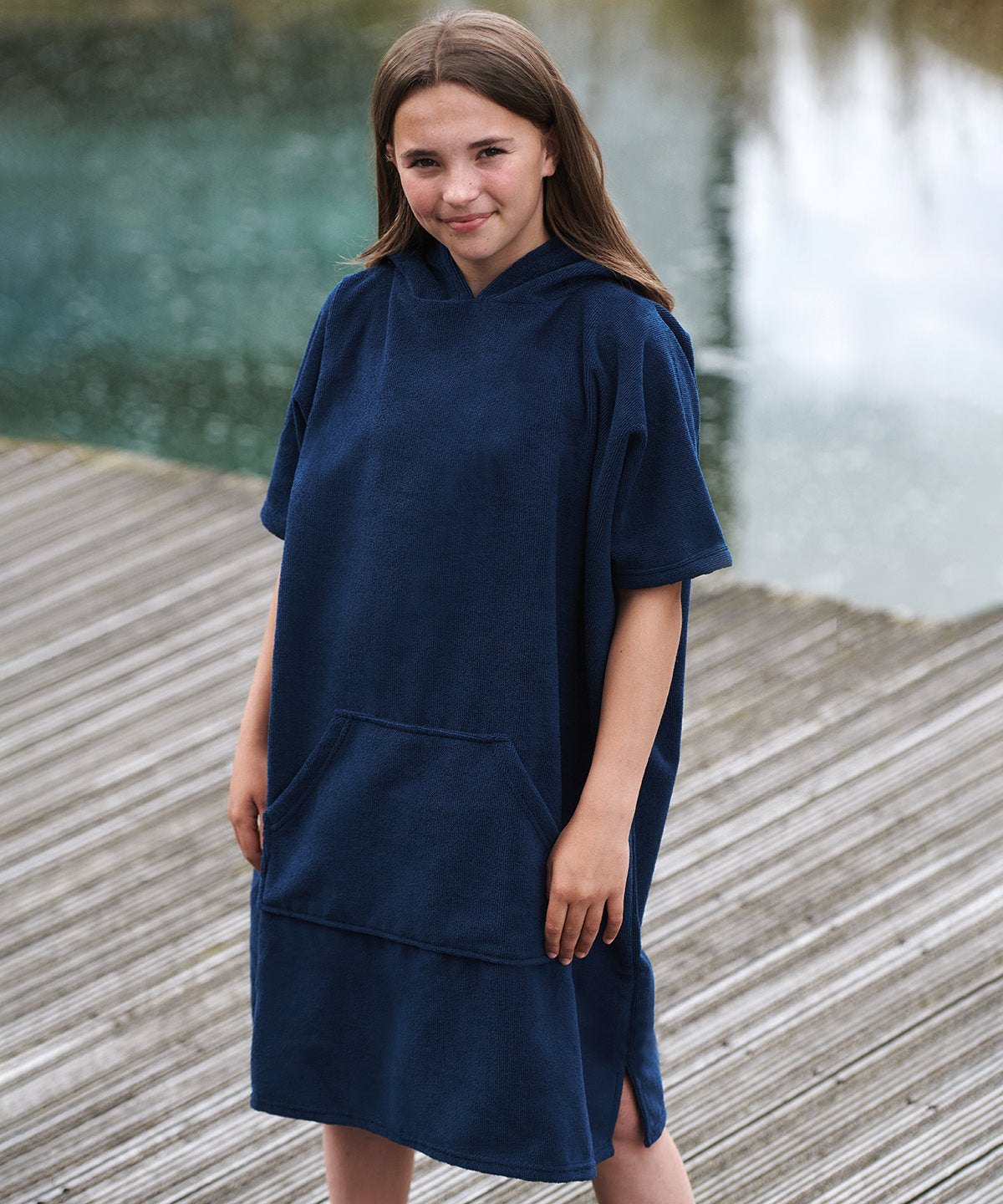 Navy - Kids poncho - GarmentEmbroidery