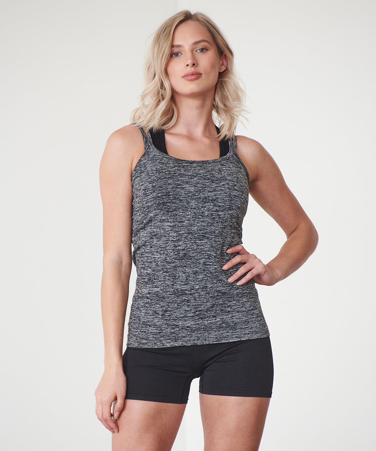 Dark Grey Marl - Women's seamless strappy vest - GarmentEmbroidery